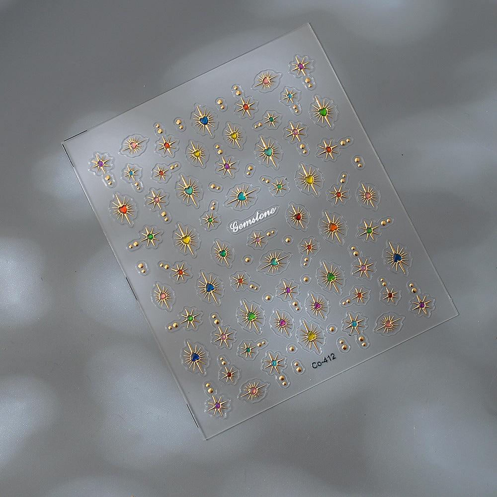 M282- Color starlight Embossed Mini sticker 1 Pcs
