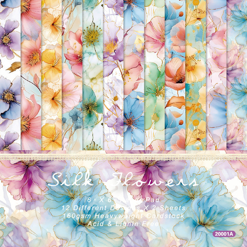 Silk flowers background paper 20001A -24Pcs each pack
