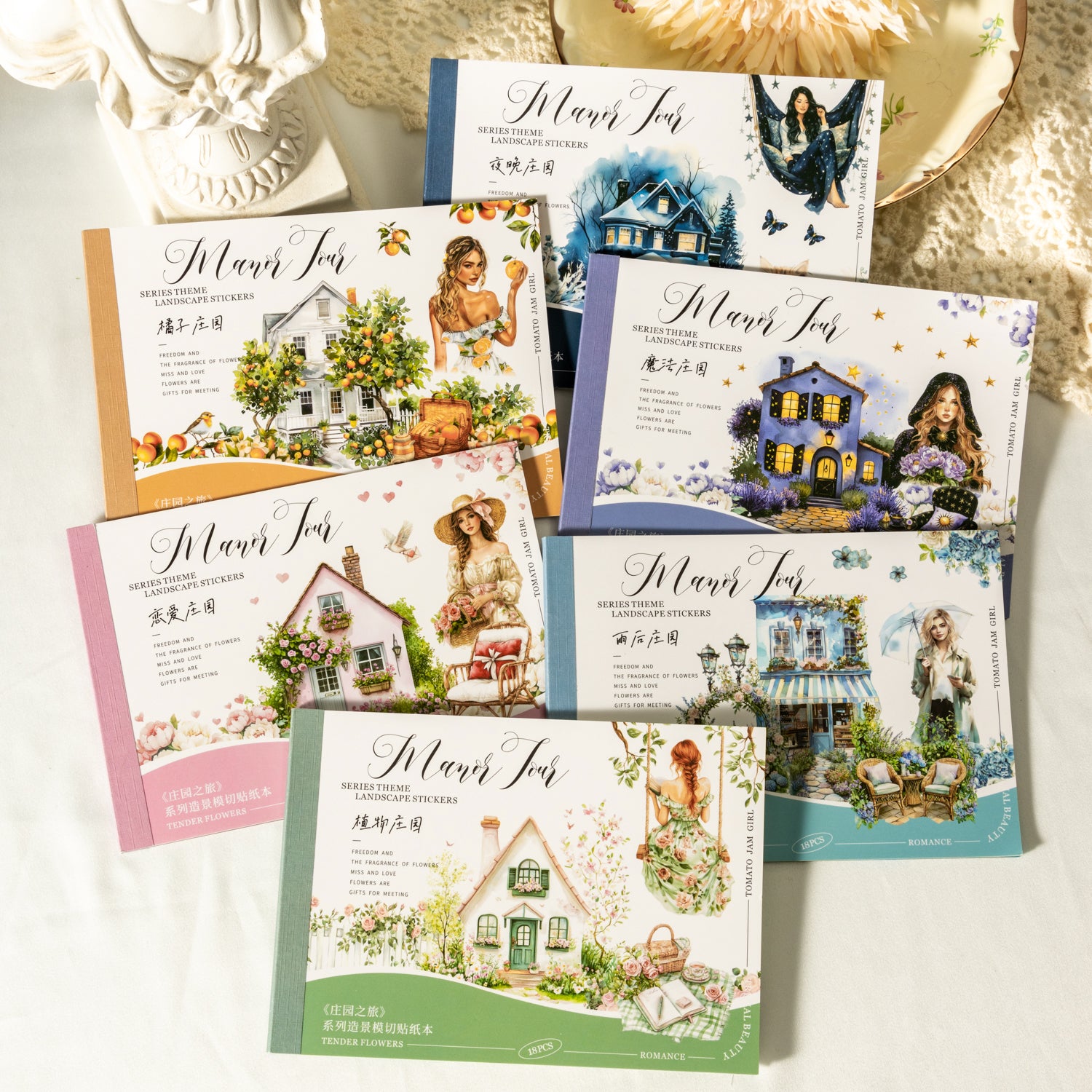 0317 Manor House Tour Series Sticker book -18Pcs each pack