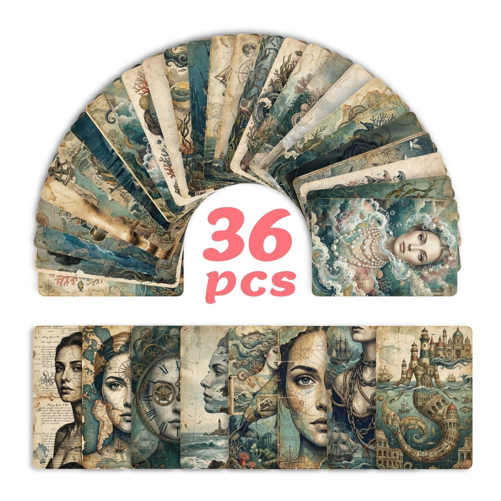 Ocean Personification Cardstock 36pcs (2.36 × 3.5 inch)