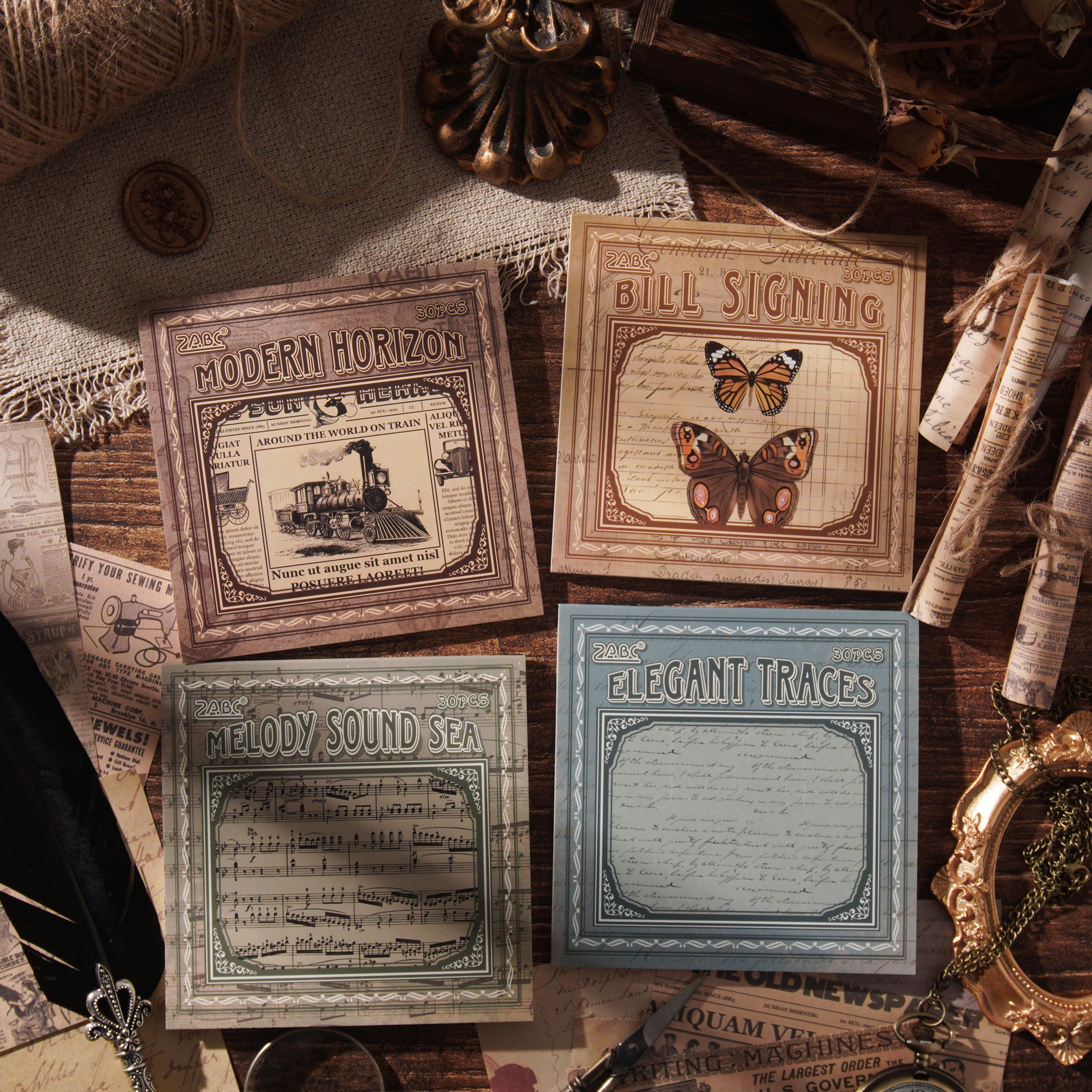 0523 Vintage Style Poetry Series Paper -30Pcs each pack