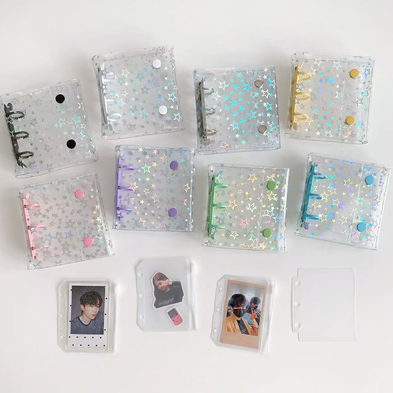 A8 Laser Stars Clear Binder With Button *not contain insert pages