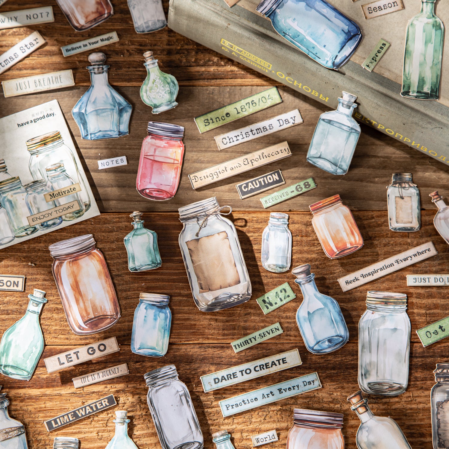 0416 Time bottle Series cardstock Sticker -25Pcs each pack