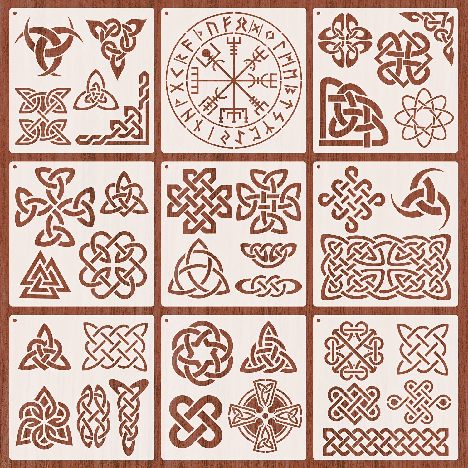 Viking Pattern stencil 1 pack 9 pcs