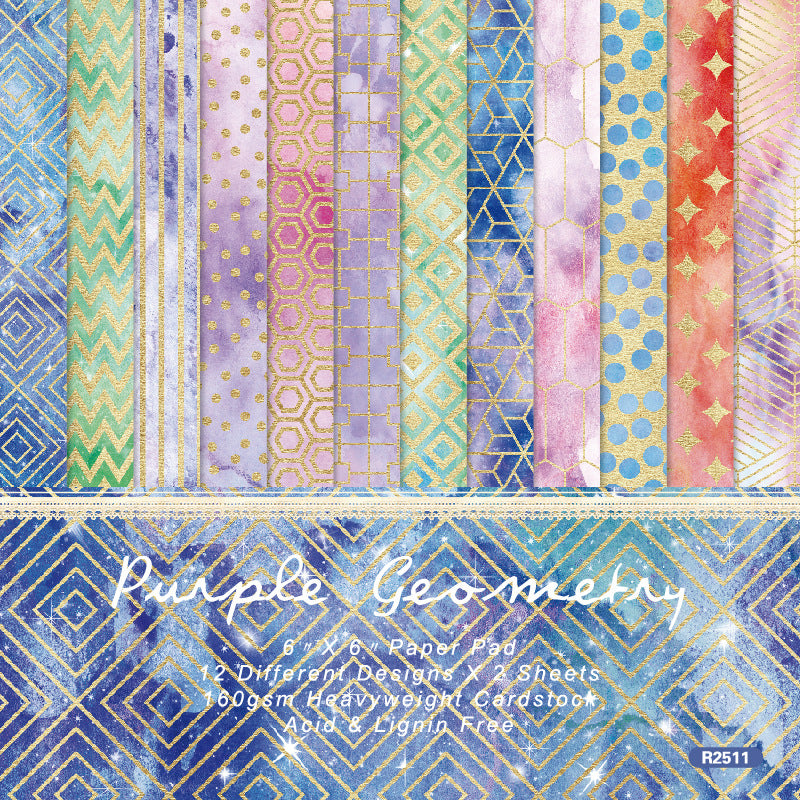 1103 Purple geometry background paper R2511 -24Pcs each pack