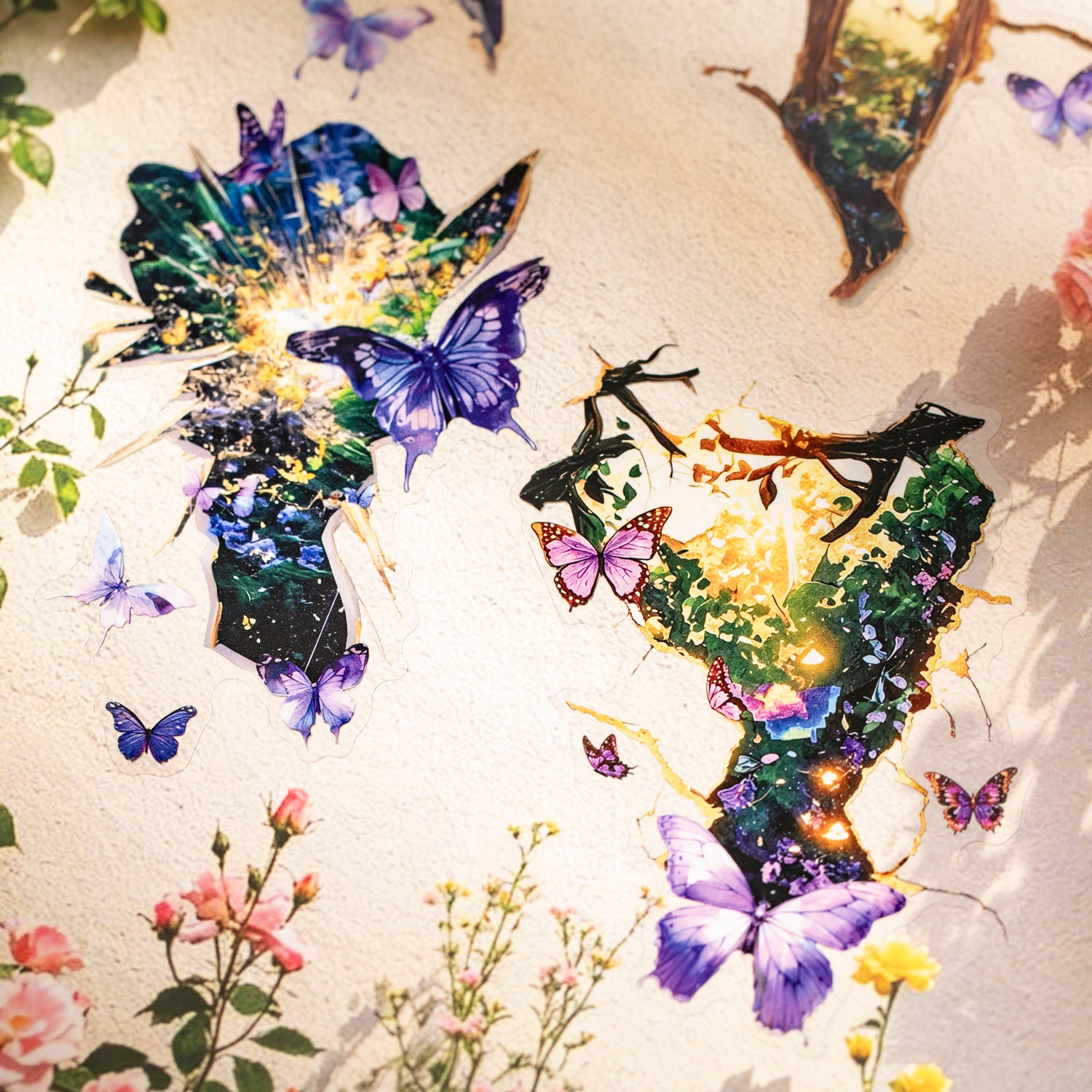 Cracked Butterfly Whispers PET Stickers -10Pcs each pack