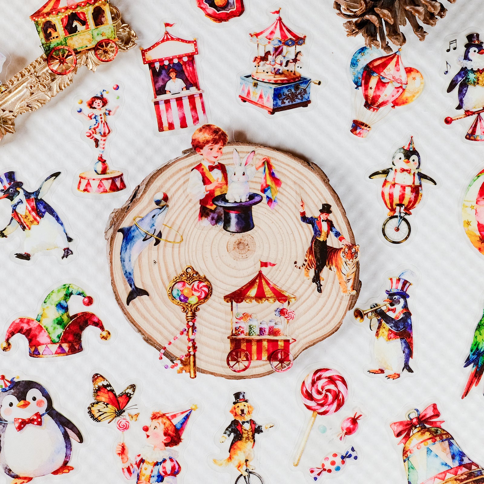 1227 56 Vintage Circus PET stickers