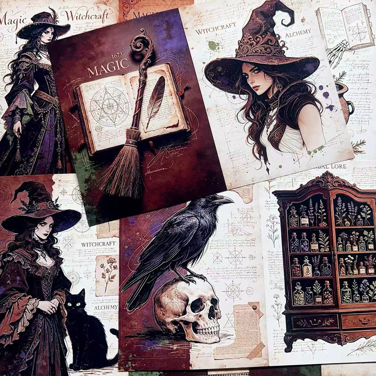 Vintage Magic Witch paper (14cm x 20cm) -6Pcs each pack