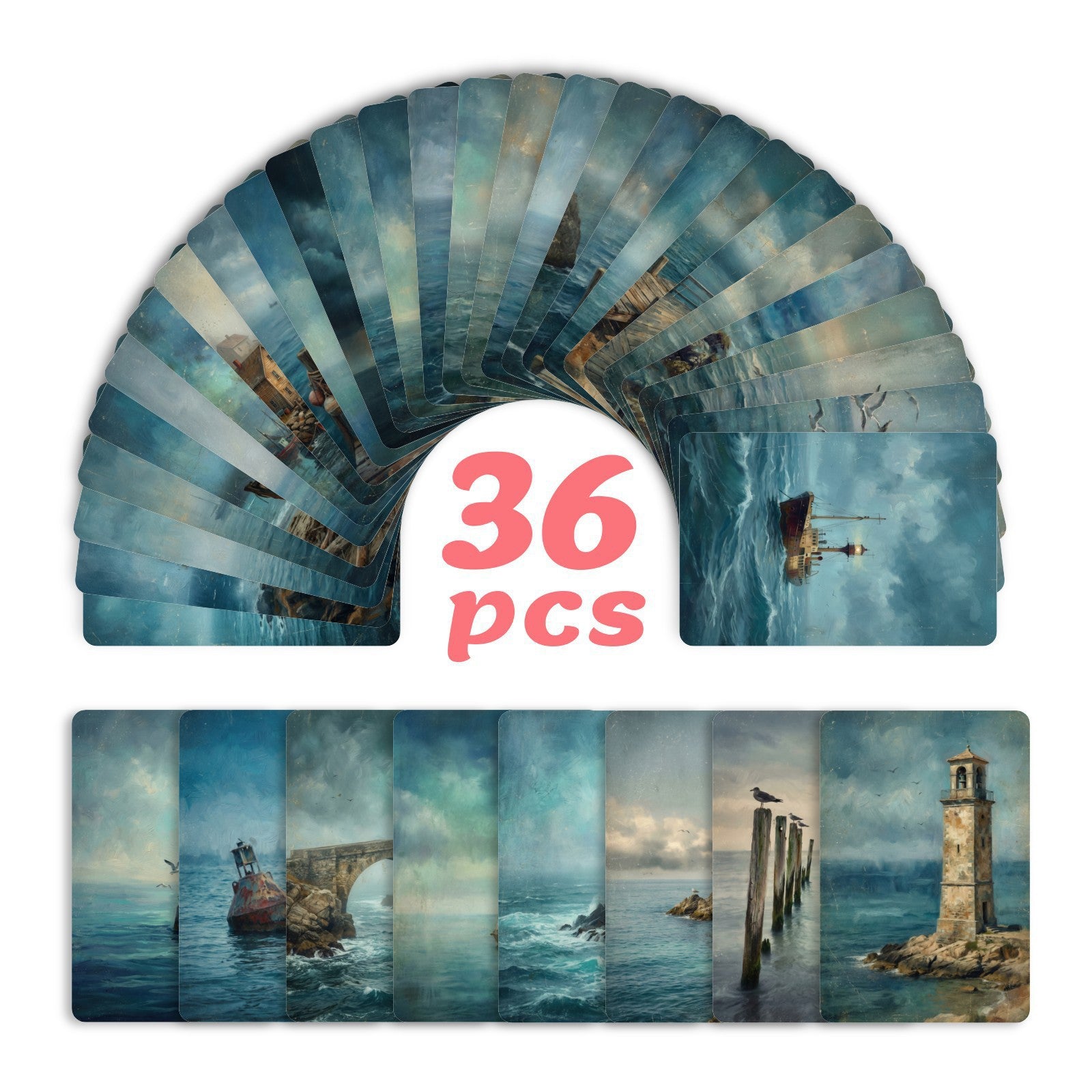 Lighthouse Sea View Cardstock 36pcs (2.36 × 3.5 inch)
