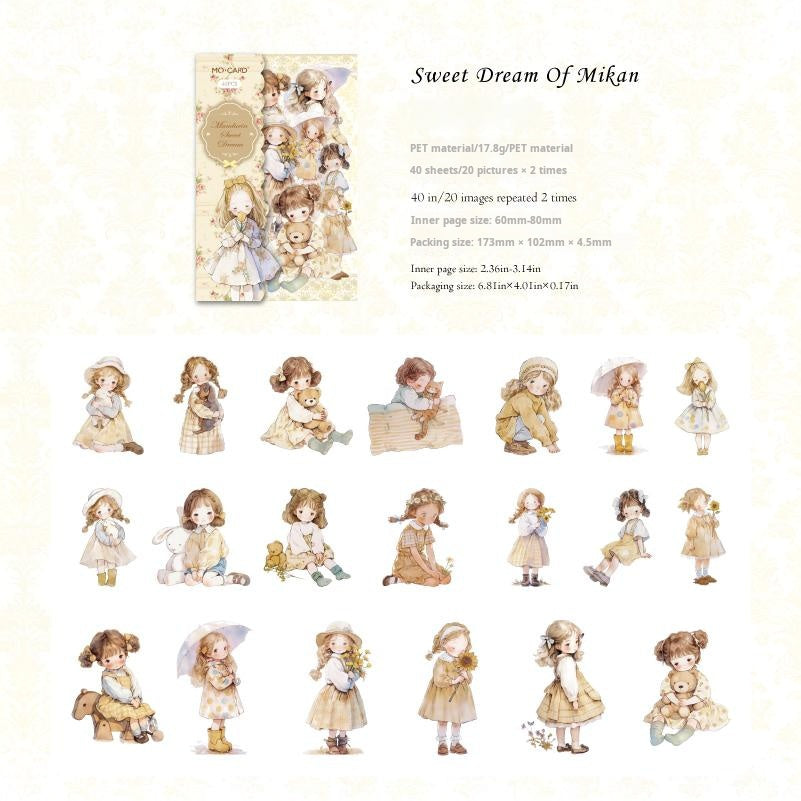 0626 Little girl PET Sticker -40Pcs each pack
