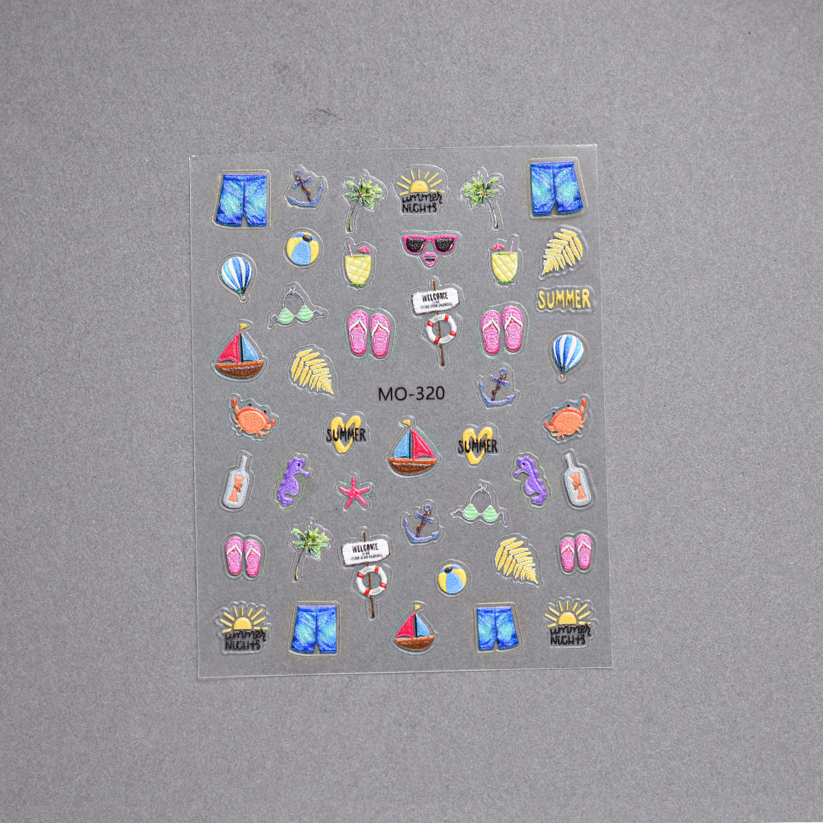 M311- Beach Style Mini Embossed sticker 1 Pcs