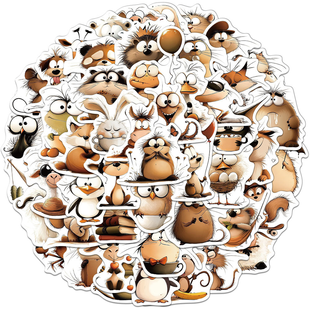 1028 50 Animals Stickers solid with white border