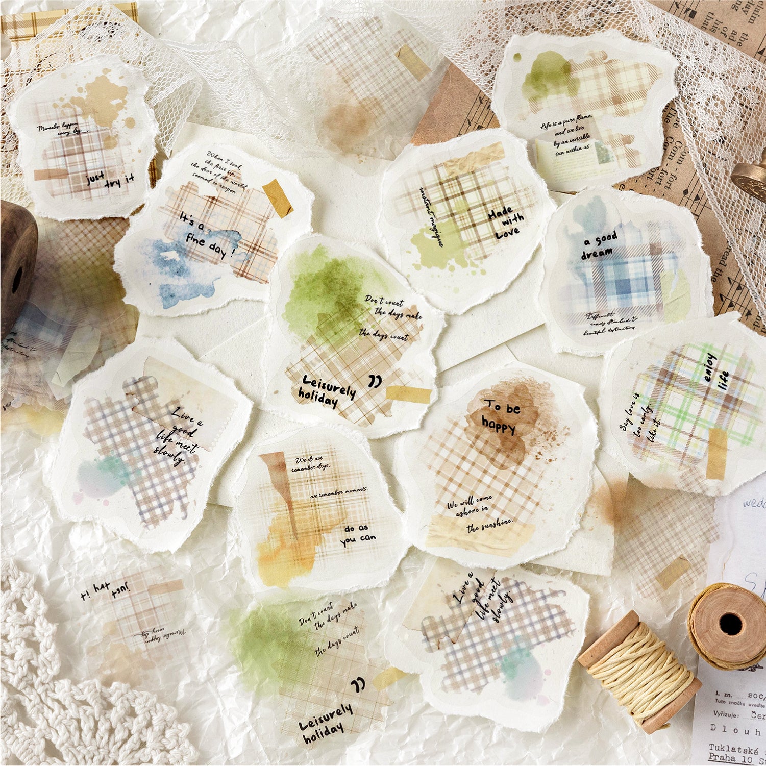 0626 Color plaid PET Sticker -30Pcs each pack