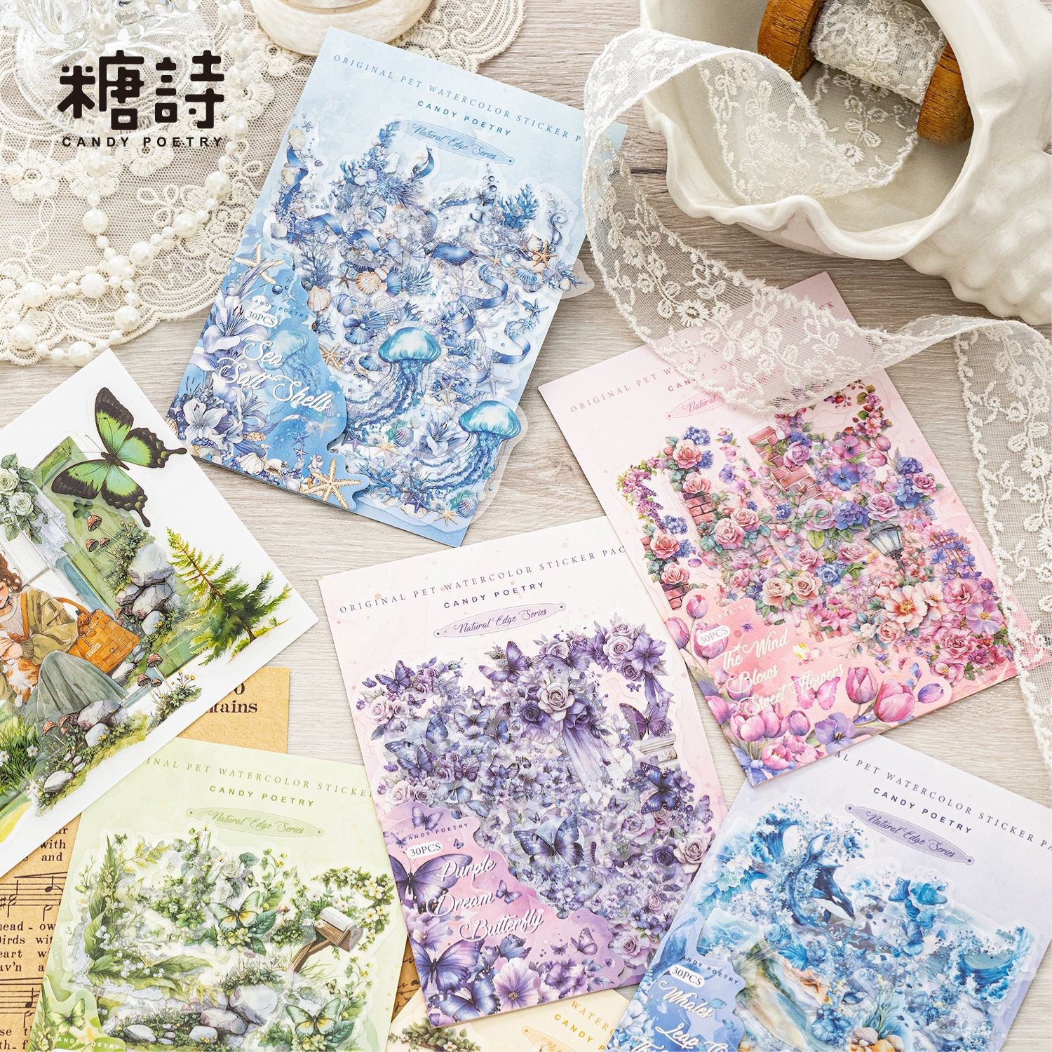 0415 Natural edge Series Sticker -30Pcs each pack