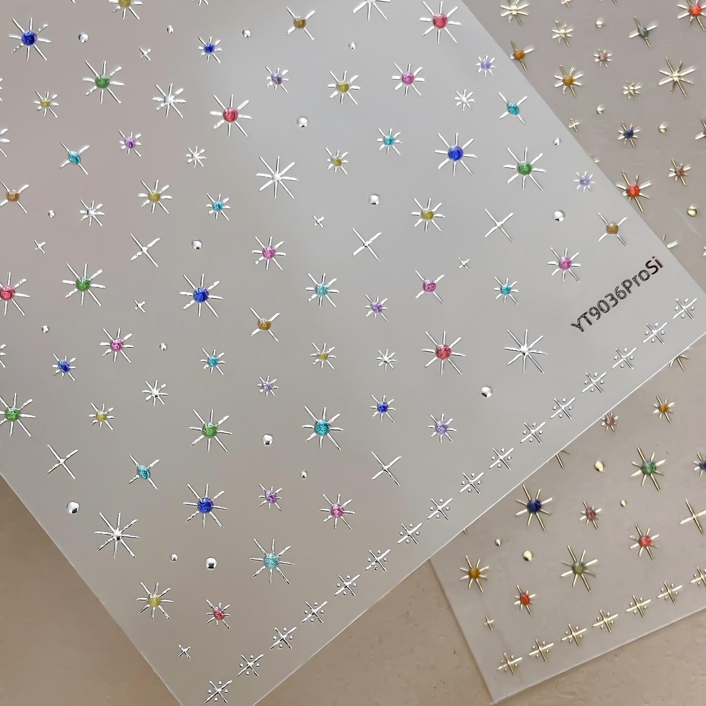 M331- Colorful Starbursts Embossed Mini sticker 1 Pcs
