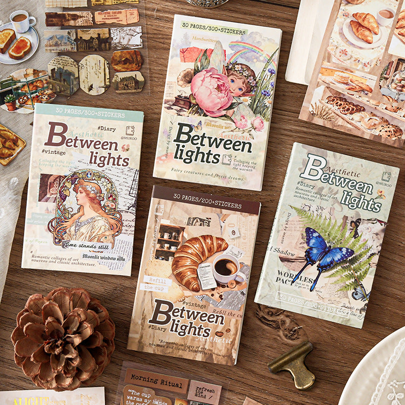 Vintage Between Lights Sticker Book (PET & Paper) -30Pcs each pack
