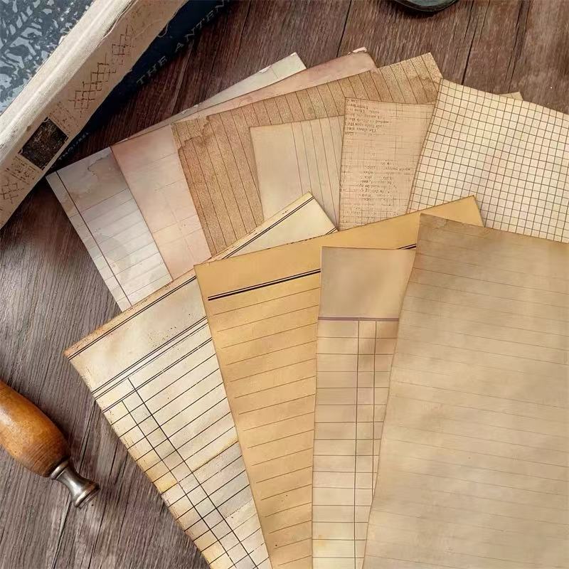 Vintage Hand-dyed Tabular Striped Paper -10Pcs each pack