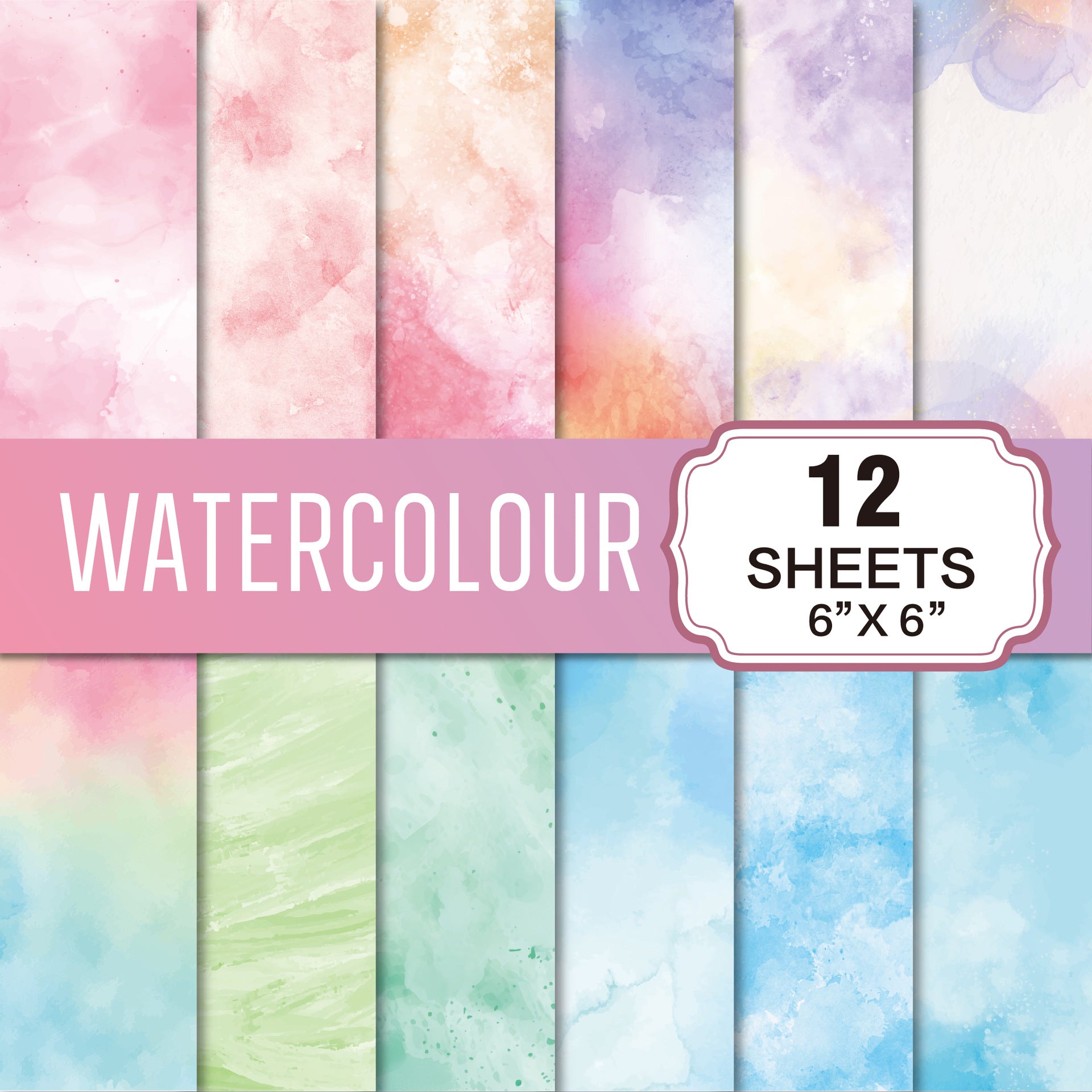 0729 Watercolor Background Paper -12Pcs each pack