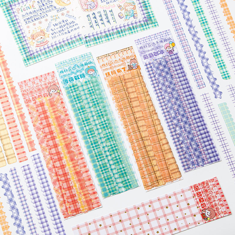 0622 Plaid lace Washi Stickers -20Pcs each pack