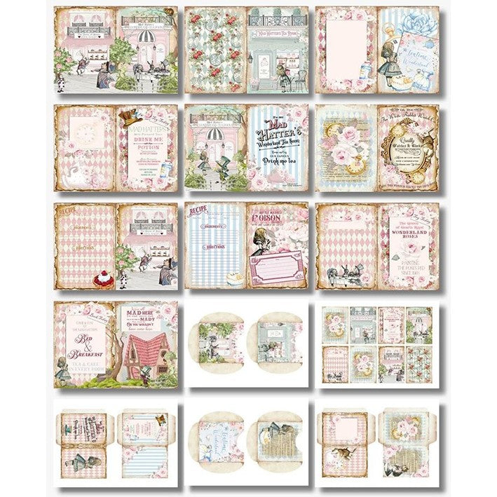 A4 size Alice in wonderland Style Paper 14 pcs