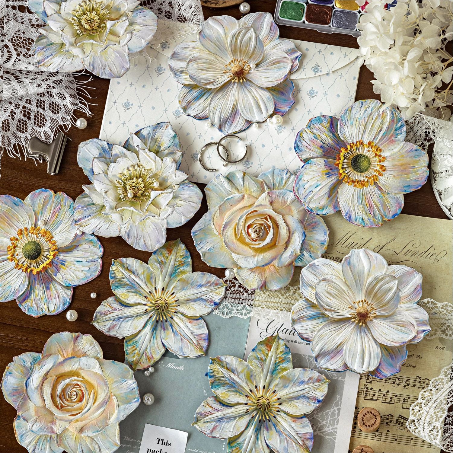 Flower Cardstock Stickers -10Pcs each pack
