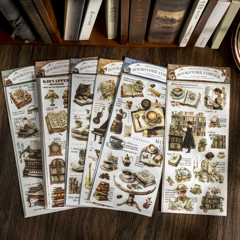 0506 Corner of the bookstore PVC Transfer Stickers -2Pcs each pack