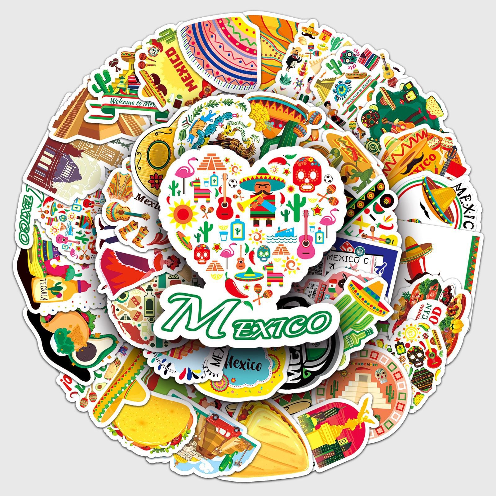 0617 50 Mexico Stickers solid with white border