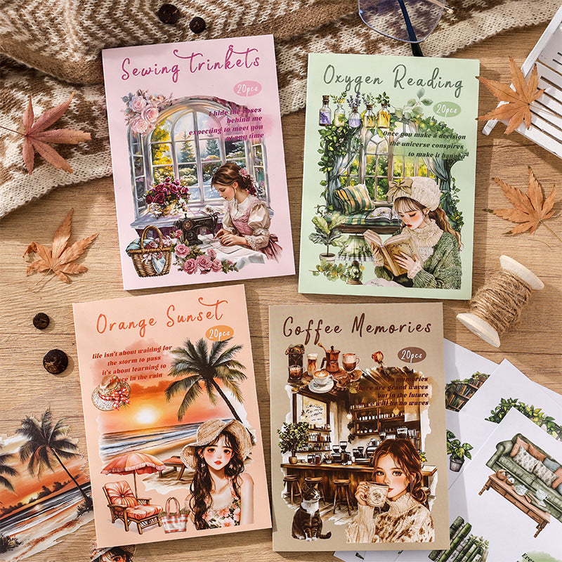 0620 Girl PET & Washi sticker book -20Pcs each pack