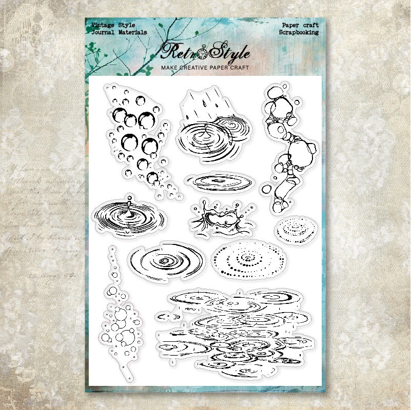 Vintage Water Drop Ripples background Stamp (15 x 20 cm)