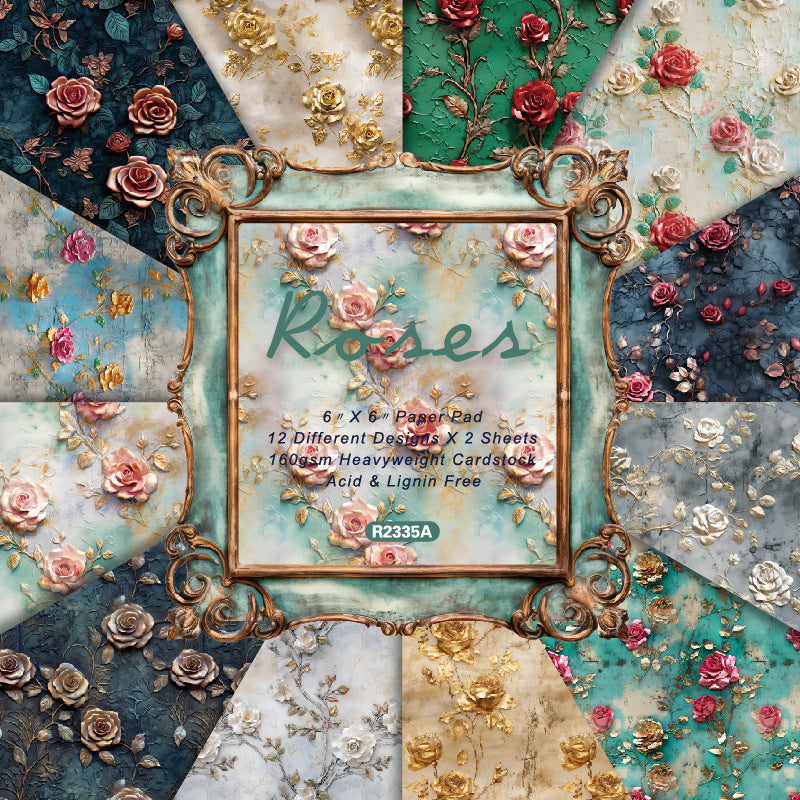 Roses Background Paper R2335A -24Pcs each pack