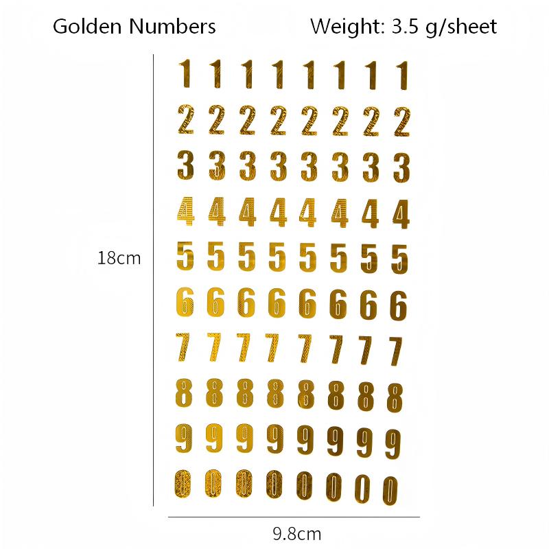 260327 Gold / silver number, letter sticker -1Pcs each pack