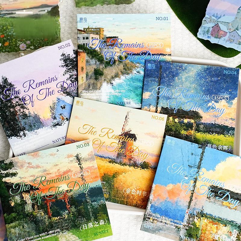 1023 Small town scenery PET sticker -15Pcs each pack