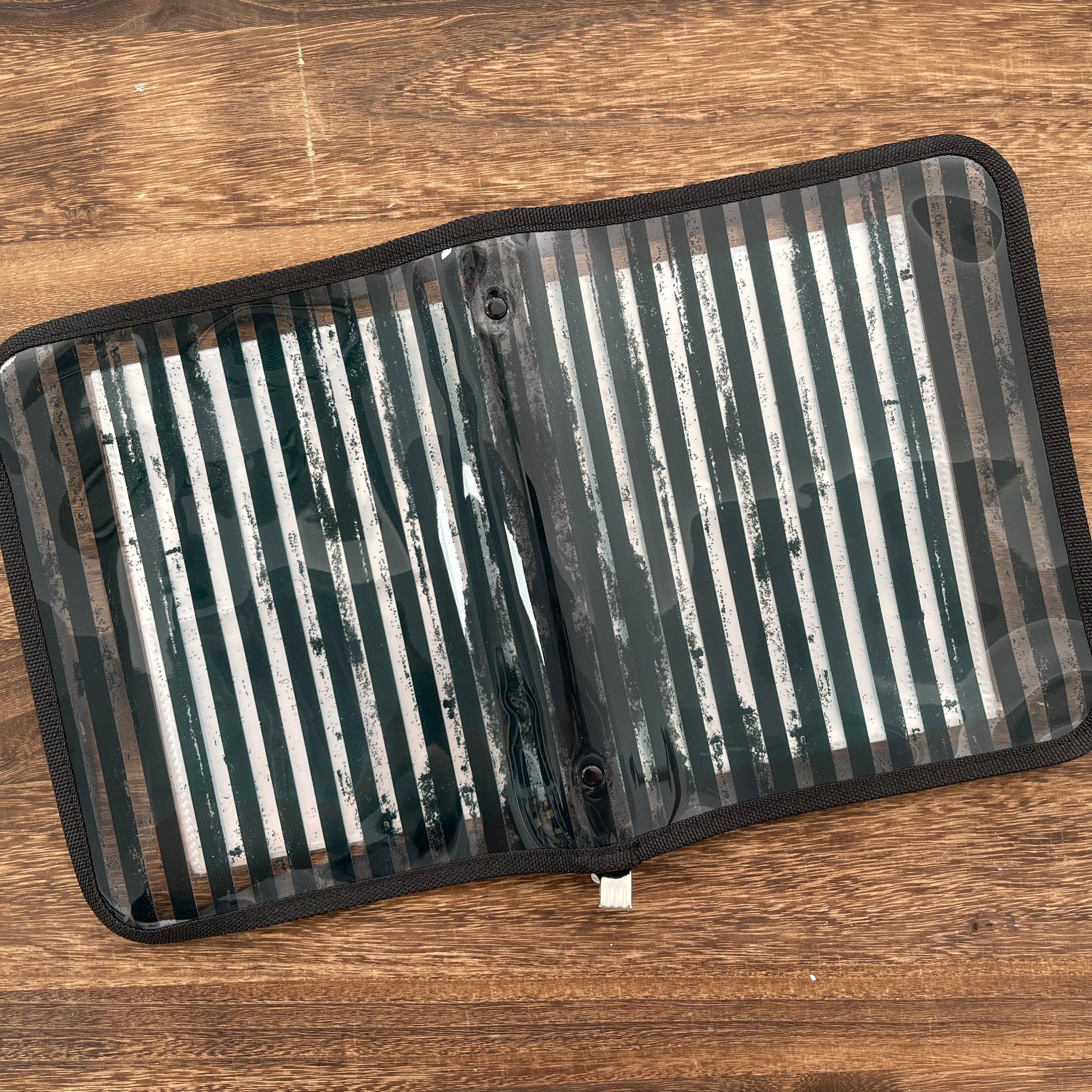 A5 Black stripe clear binder with Zipper + 50 Pcs pocket insert, ATC cards storage book