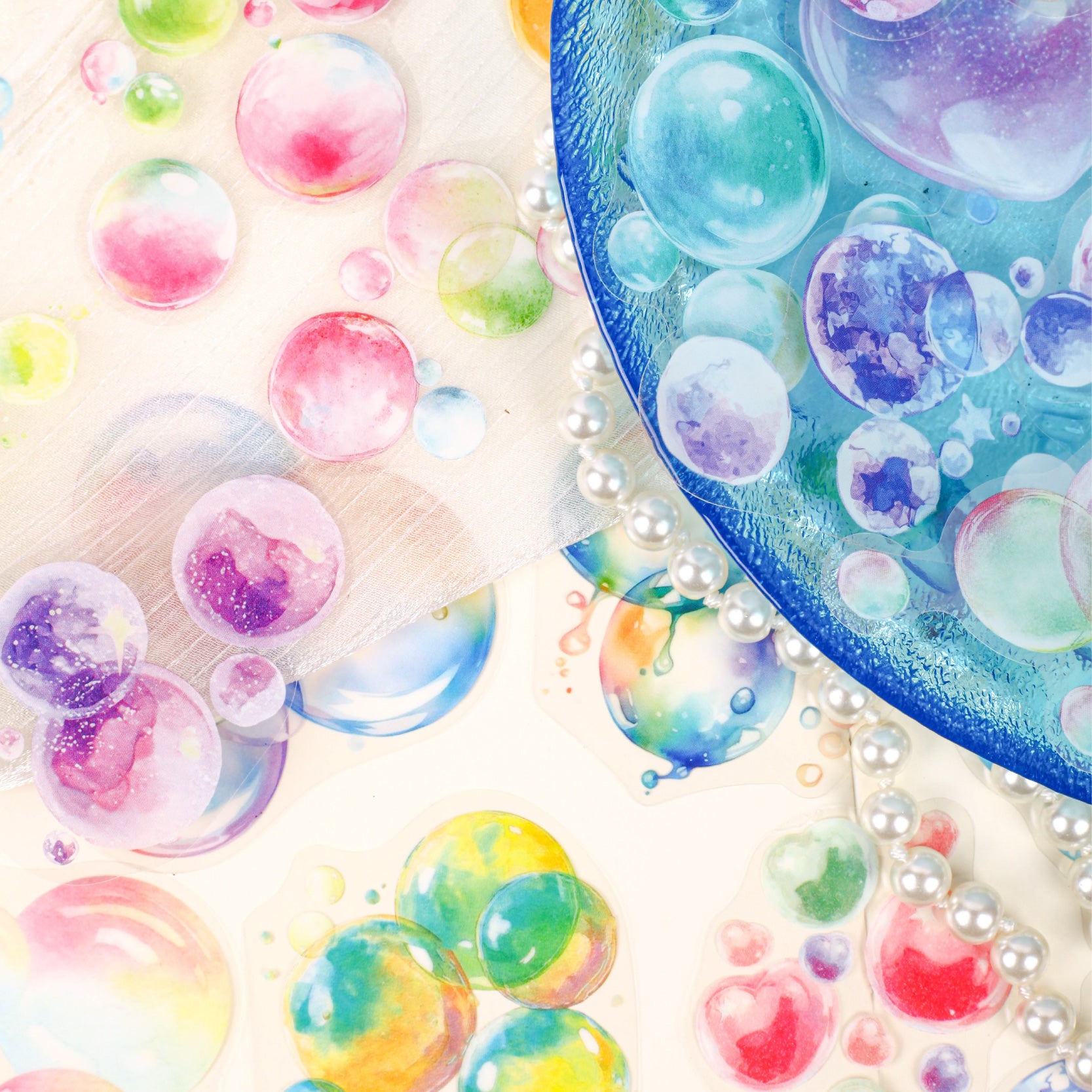 0813 Colorful bubbles PET Sticker -15Pcs each pack