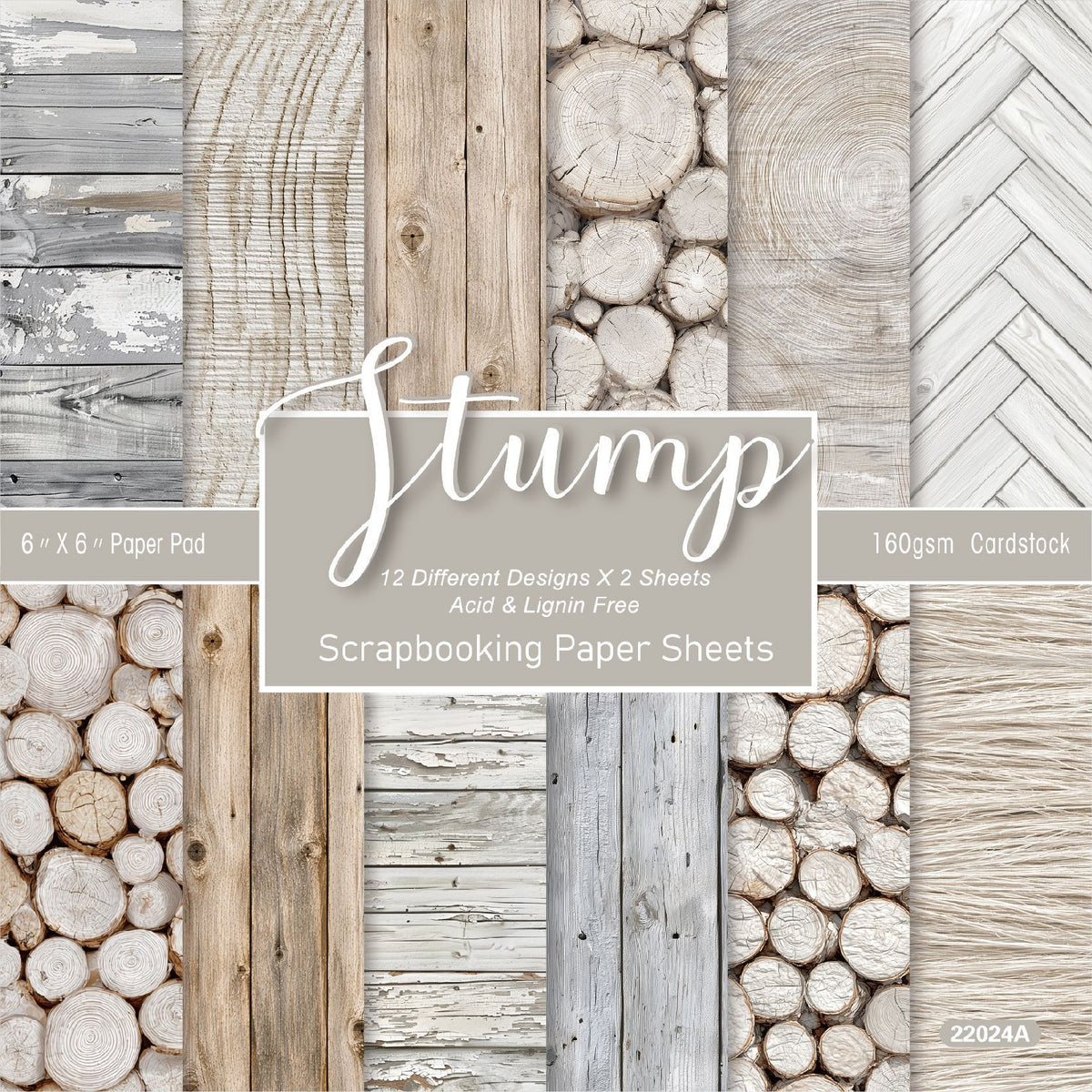 Vintage Stump Background Paper -24Pcs each pack