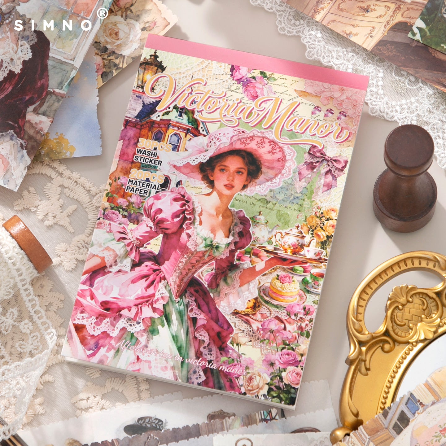 Victorian Manor Sticker Book (Washi & Paper) -50Pcs each pack