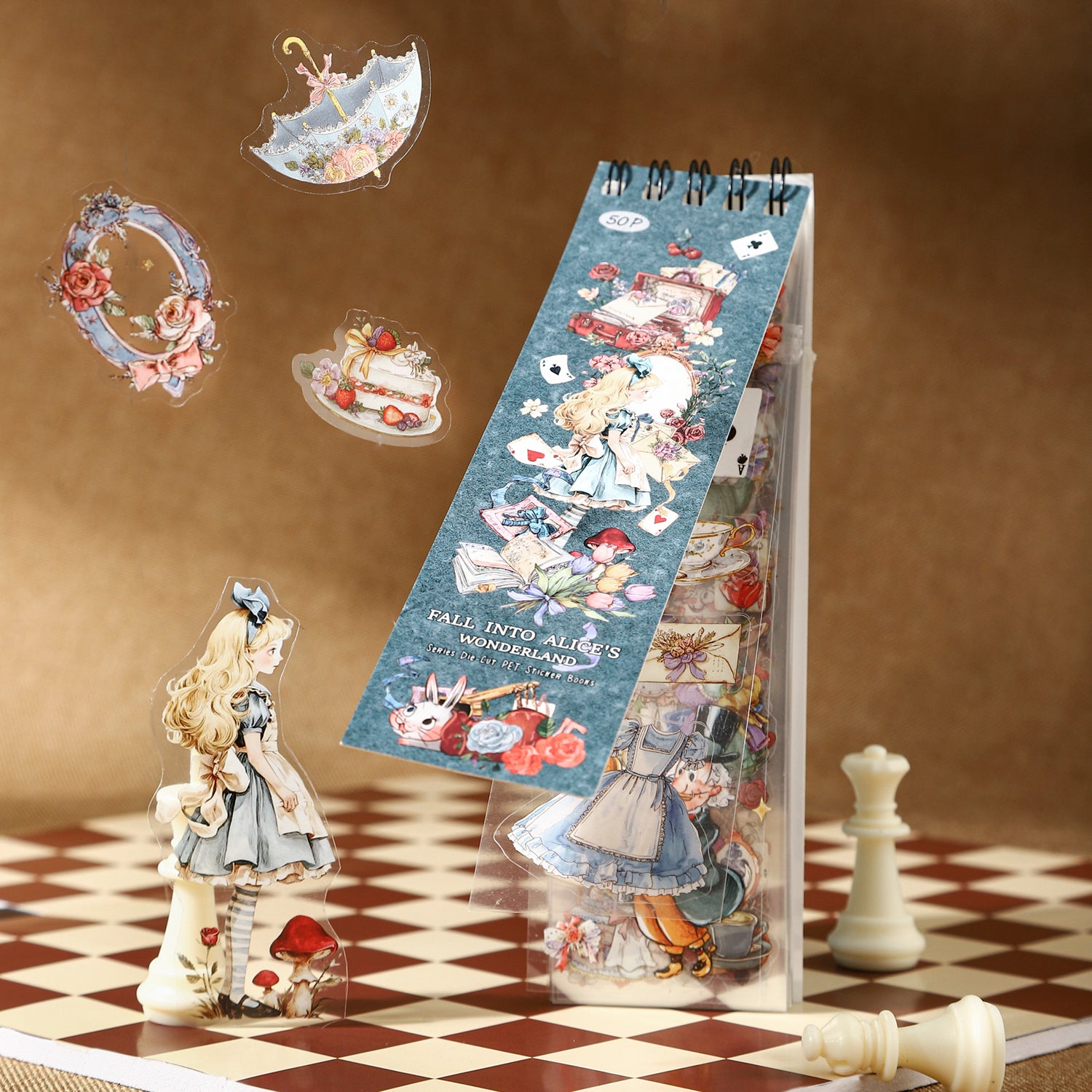 Falling into Alice's Dream World PET sticker Book -50Pcs each pack