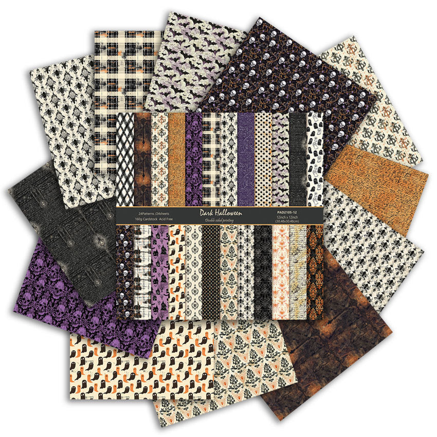 0809 Dark Halloween double-sided pattern background paper 12 inch
