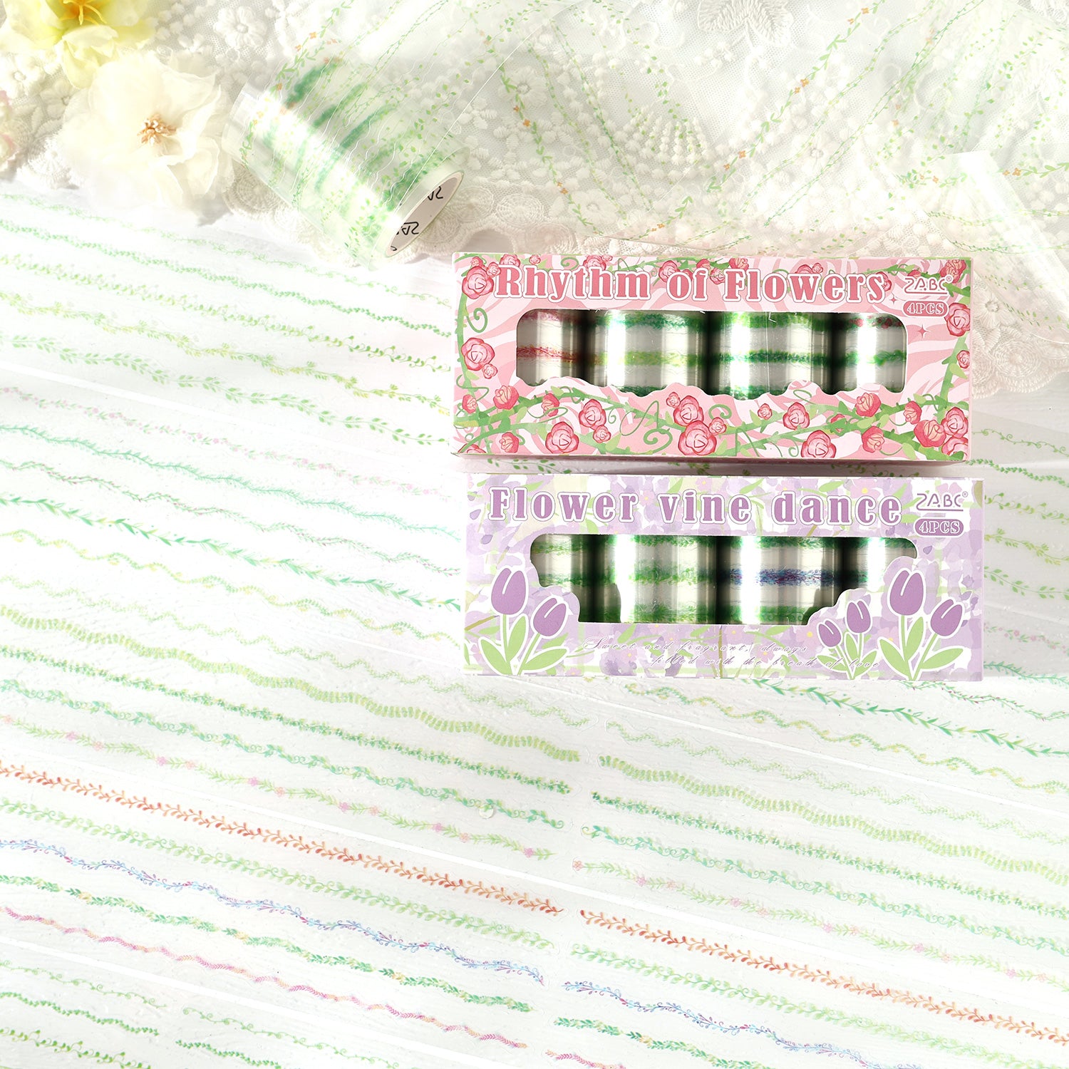 0703 Symphony ribbon PET Tape Set *pre-cut 4 rolls 6cm*2m