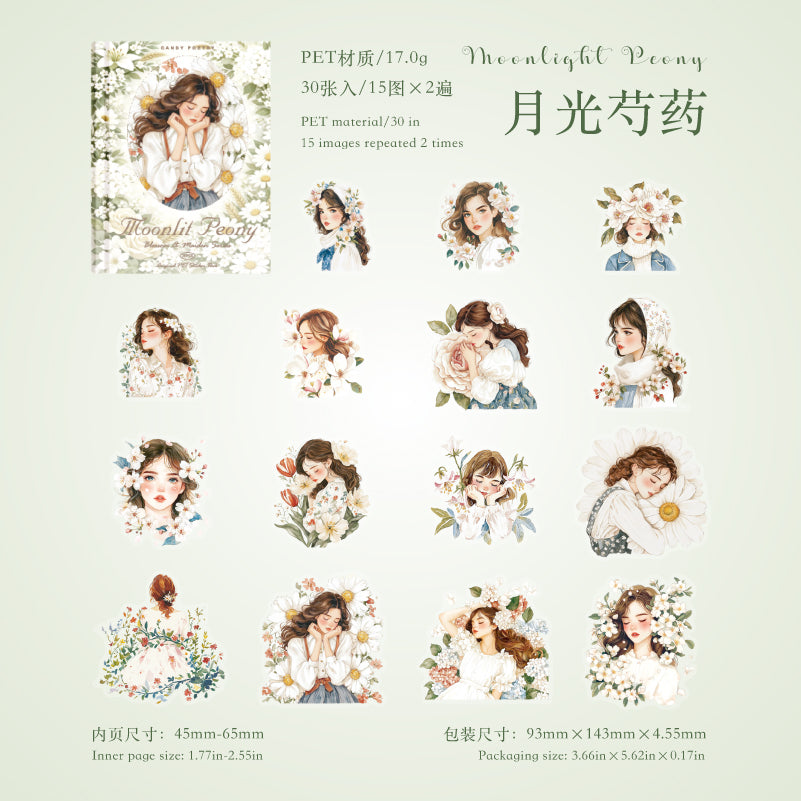 Flower Girl PET sticker -30Pcs each pack