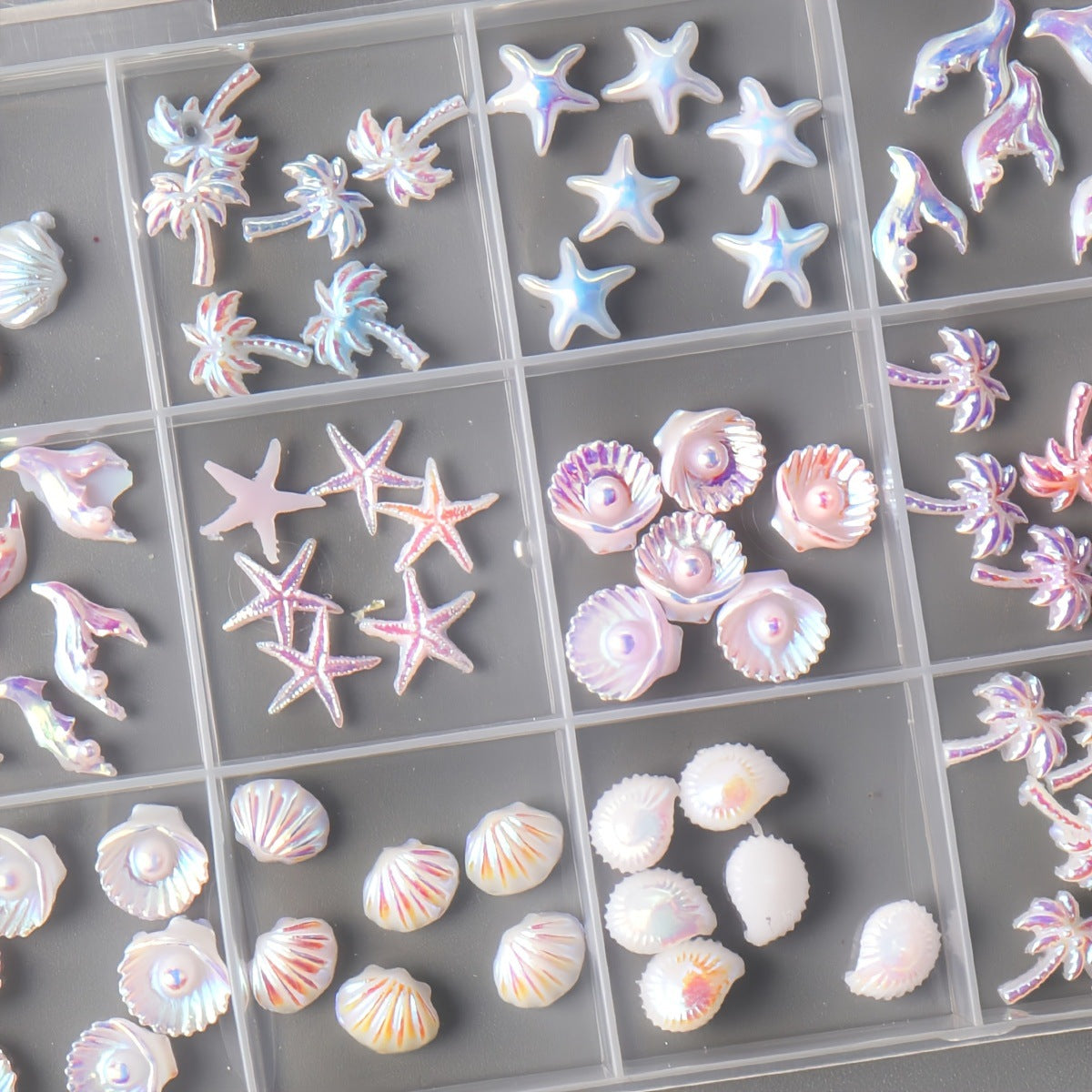 Ocean Resin Decorations Square 12‑Grid (6 pieces per grid)