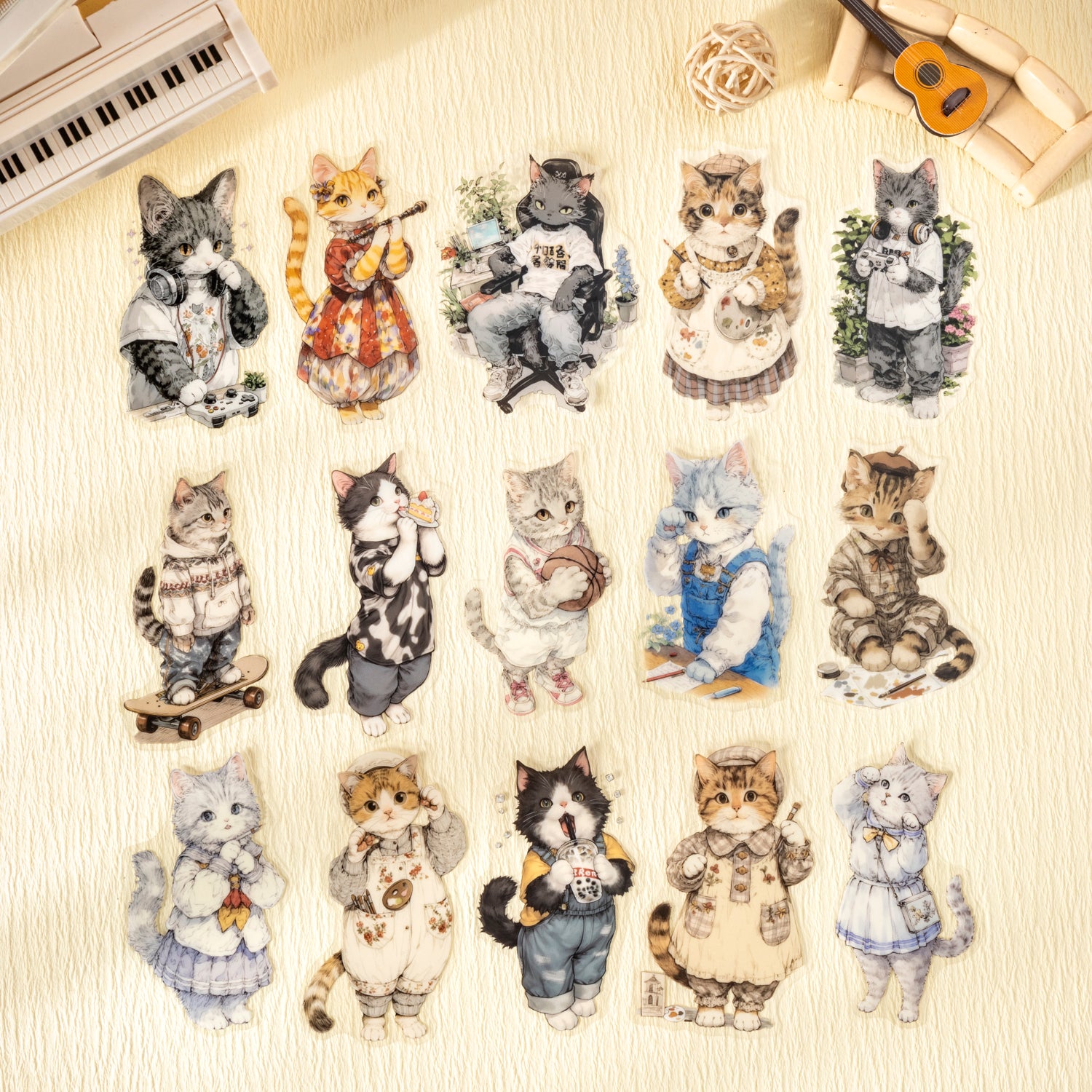 0727 Cat's Club Day PET Sticker -20Pcs each pack