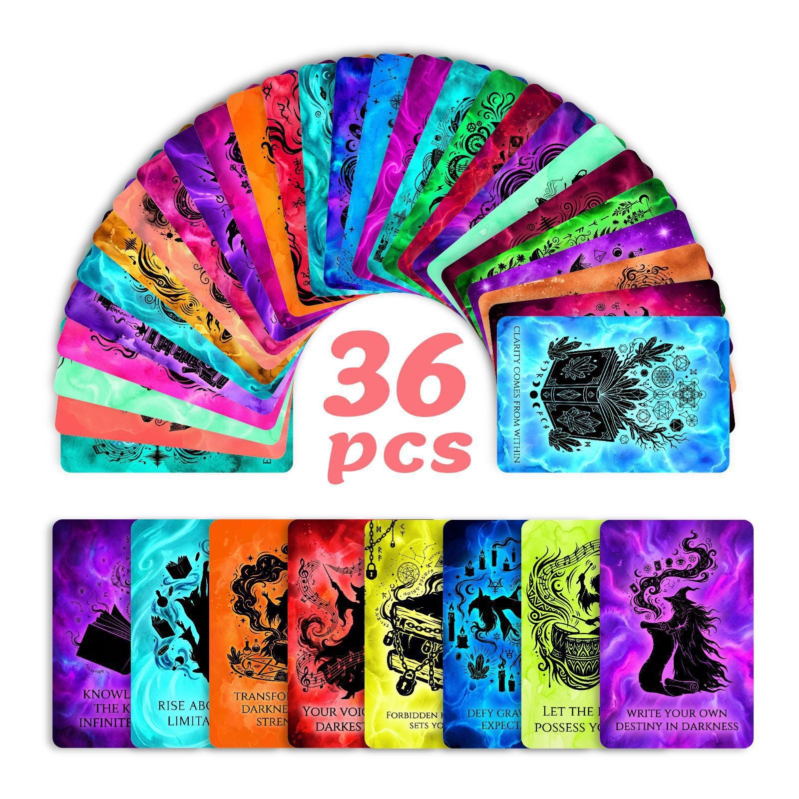 Colorful Witch Cardstock 36pcs (2.36 × 3.5 inch)