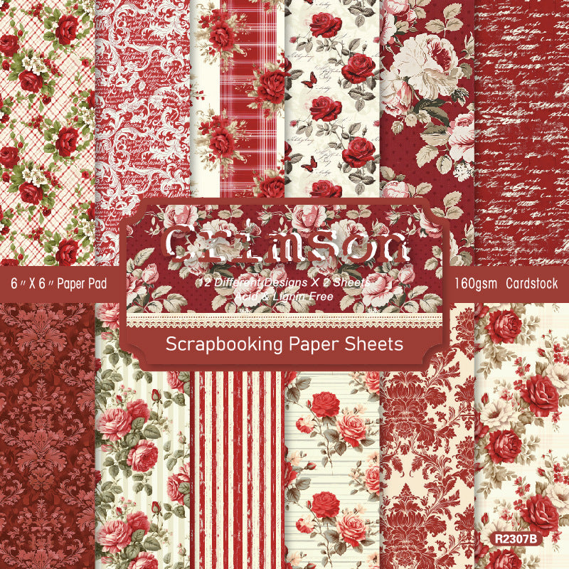 Crimson background paper R2307B -24Pcs each pack