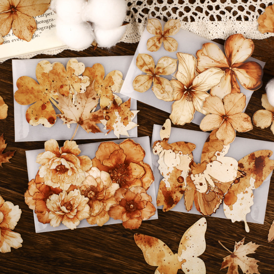 0426 withered stain Series cardstock Sticker -15Pcs each pack