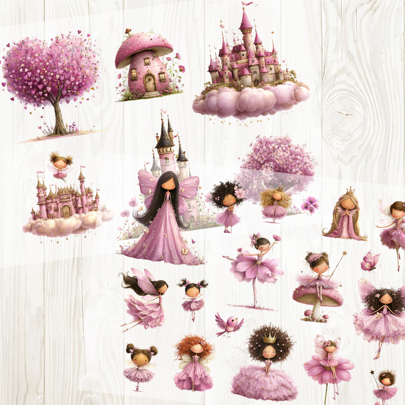 A4 Pink Princess matte PET pre-cut large sticker 1 pack 2 sheets
