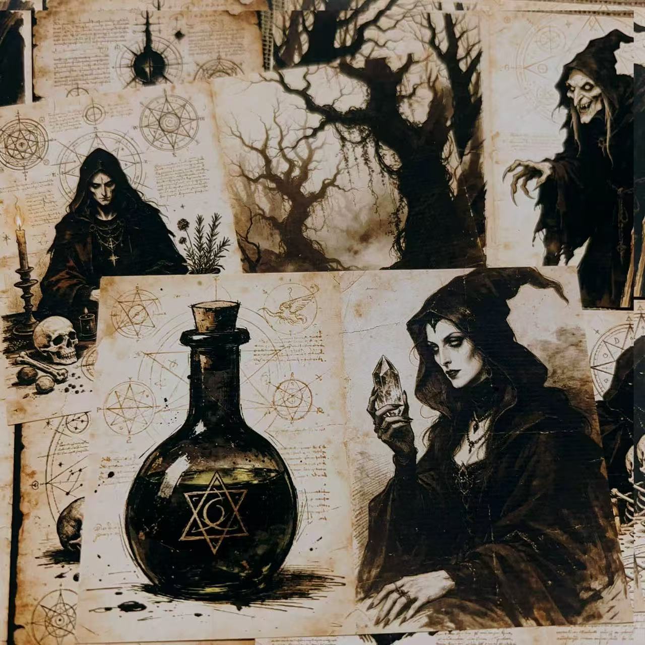 Vintage Dark Magic Wizard paper (14cm x 20cm) -6Pcs each pack