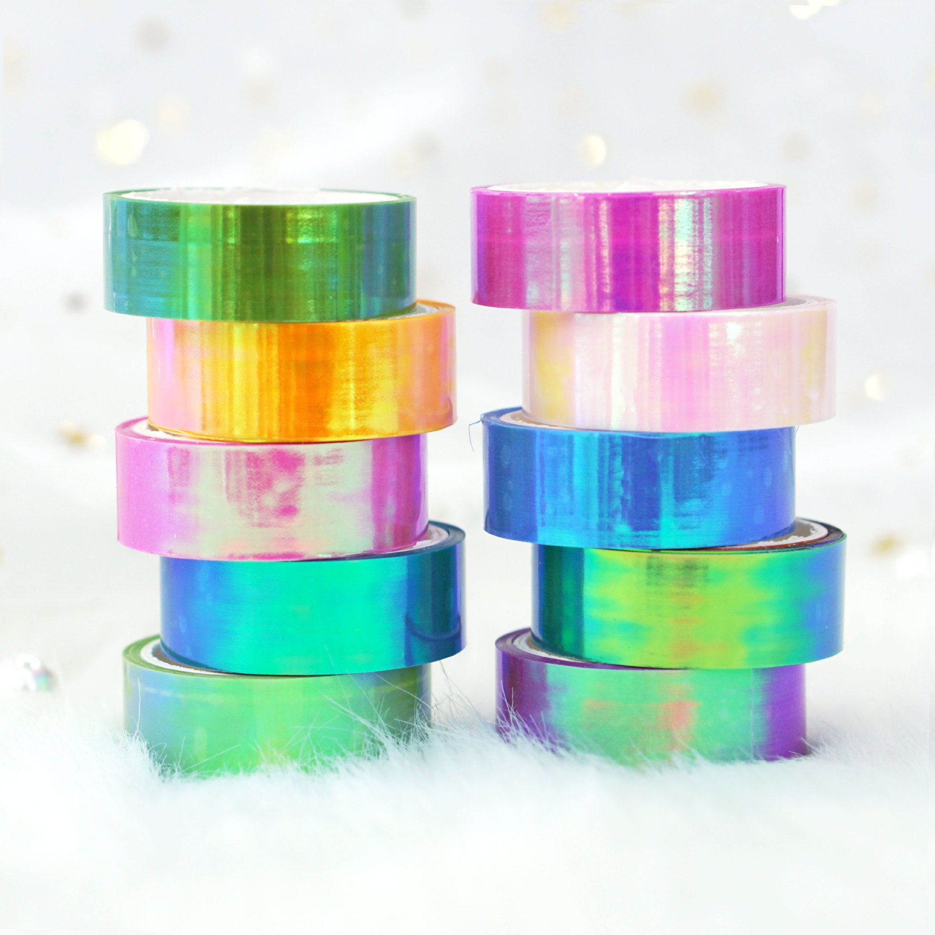 0625 Rainbow Gradient Laser PE Tape Set 10 rolls 1.5cm*5m