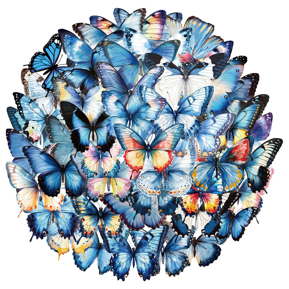 0508 50 Blue Butterfly PET stickers