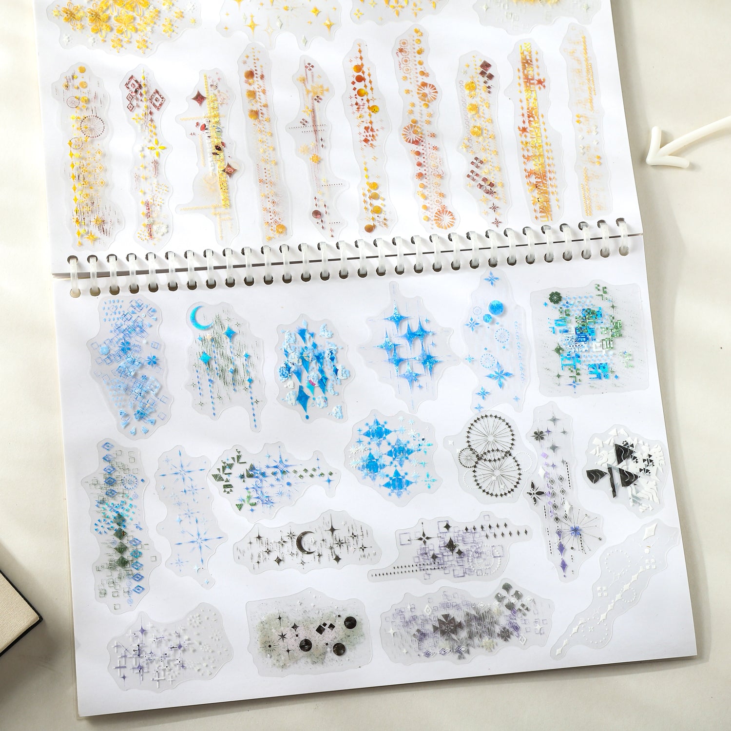 Vintage Mirror Dyed with Flowing Light PET Stickers -20Pcs each pack
